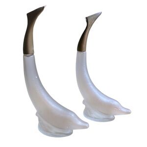 Set of (2)‎ 1968-69 AVON Vintage Dolphin Perfume Cologne Glass Decanter Bottle